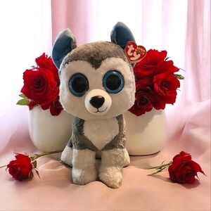 Ty Husky Plush with Blue Eyes (Slush)